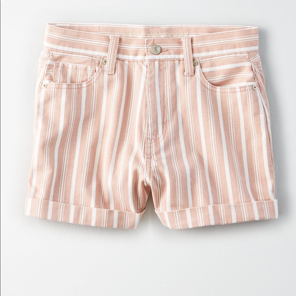 American Eagle Striped Denim Mom Shorts